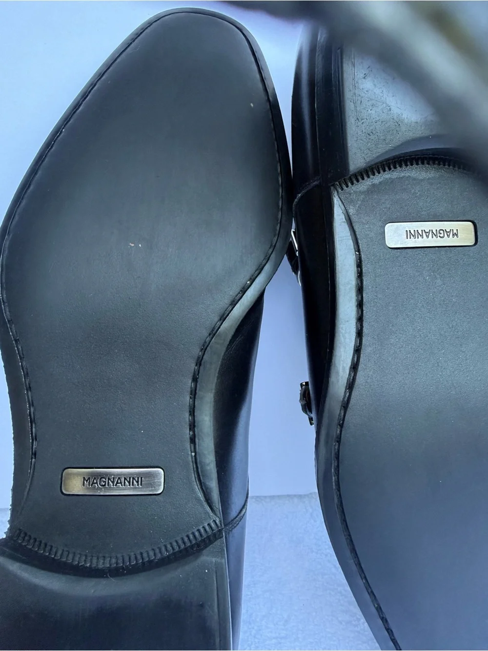 Magnanni Black Leather Double Monk Straps